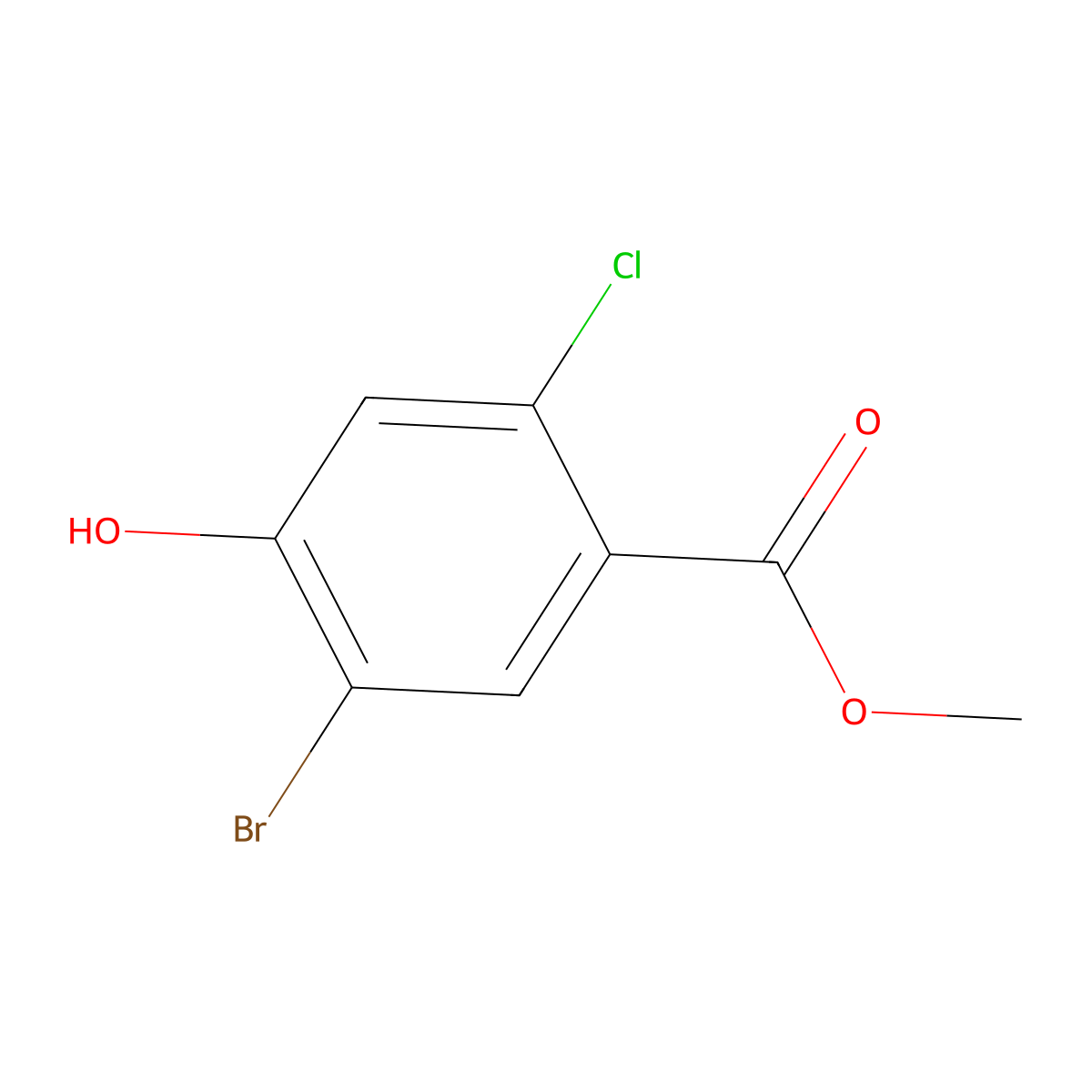 Methyl 5-bromo-2-chloro-4-hydroxybenzoate molecular structure, CAS 1821493-73-5
