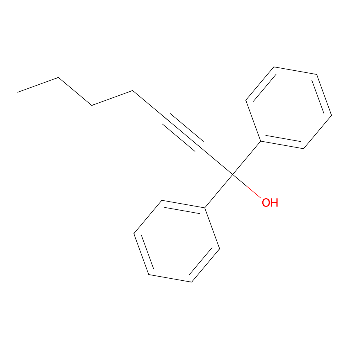 1,1-Diphenylhept-2-yn-1-ol molecular structure, CAS 18215-68-4