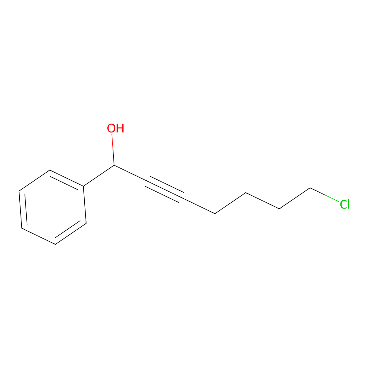 alpha-(6-Chloro-1-hexyn-1-YL)benzenemethanol molecular structure, CAS 18215-76-4