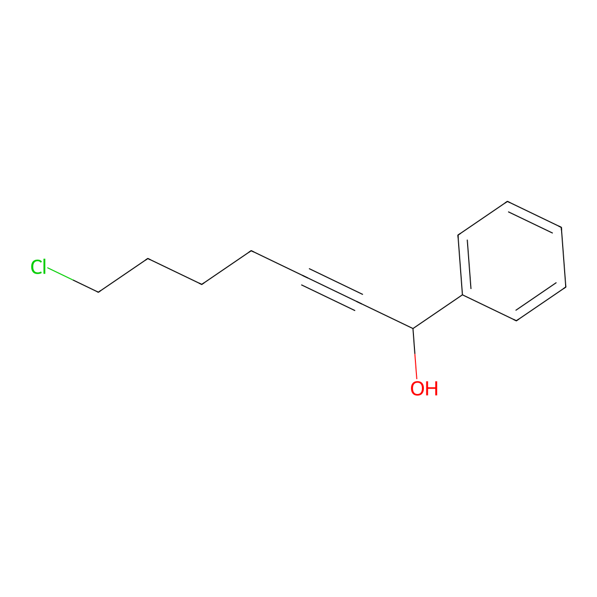 alpha-(6-Chloro-1-hexyn-1-YL)benzenemethanol molecular structure, CAS 18215-76-4