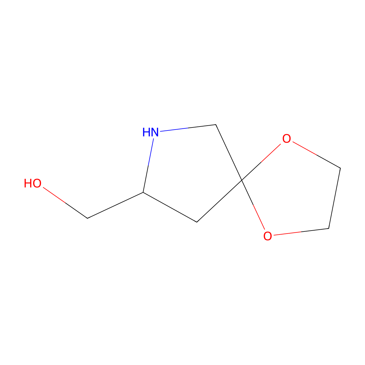 ((8R)-1,4-dioxa-7-azaspiro(4.4)nonan-8-yl)methanol molecular structure, CAS 1821519-34-9