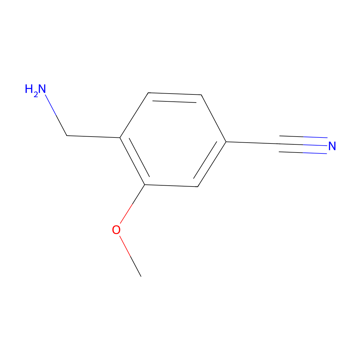 4-(Aminomethyl)-3-methoxybenzonitrile molecular structure, CAS 182159-14-4
