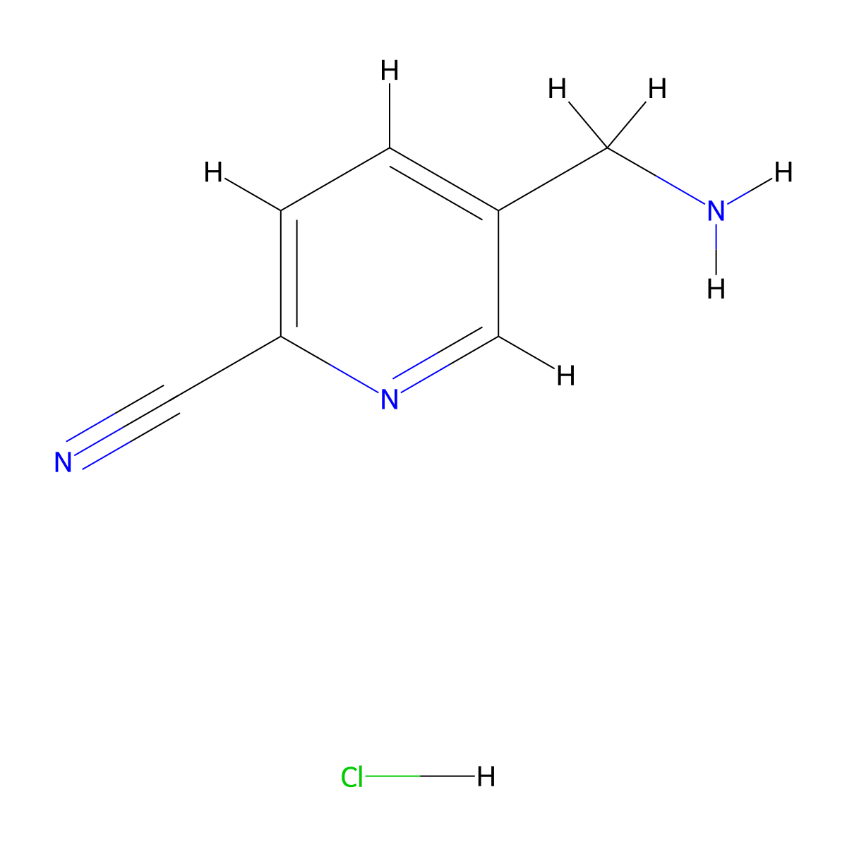 5-(Aminomethyl)picolinonitrile hydrochloride molecular structure, CAS 182159-40-6