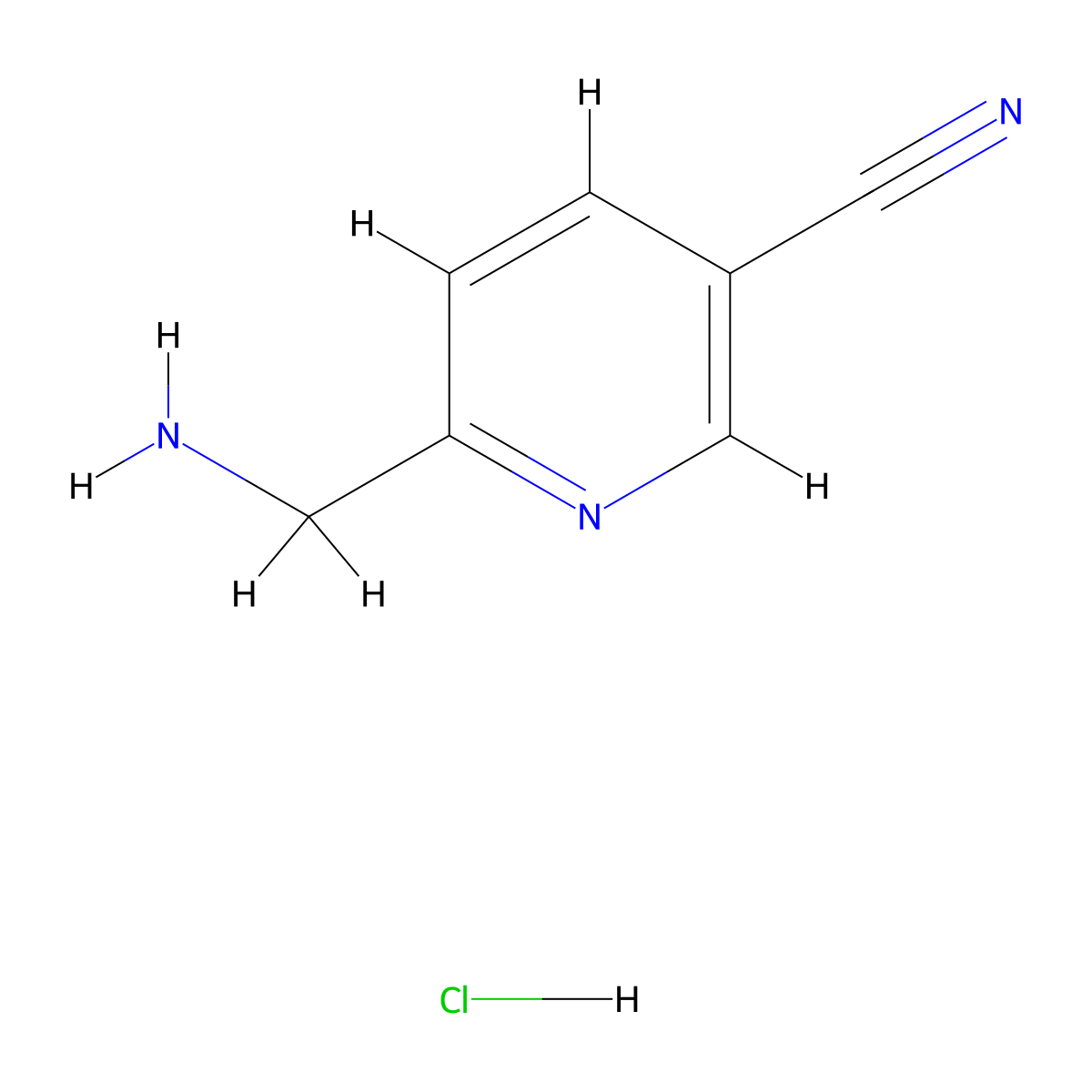 6-(Aminomethyl)pyridine-3-carbonitrile hydrochloride molecular structure, CAS 182159-63-3