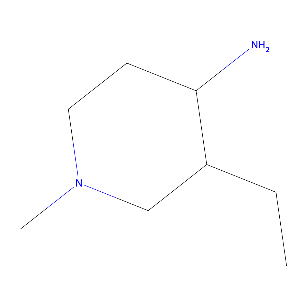 Trans-3-ethyl-1-methyl-4-piperidinamine molecular structure, CAS 1821664-12-3