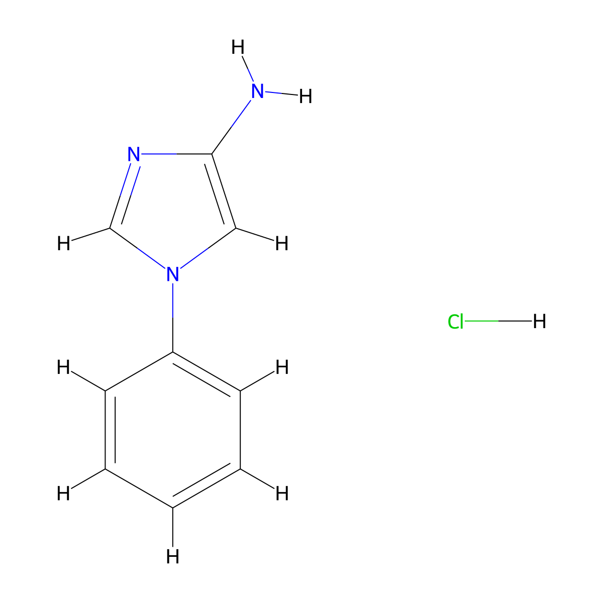 1-phenyl-1H-imidazol-4-amine hydrochloride molecular structure, CAS 1821666-85-6
