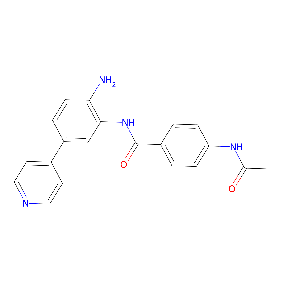 4-Acetamido-N-(2-amino-5-(pyridin-4-yl)phenyl)benzamide molecular structure, CAS 1821669-43-5