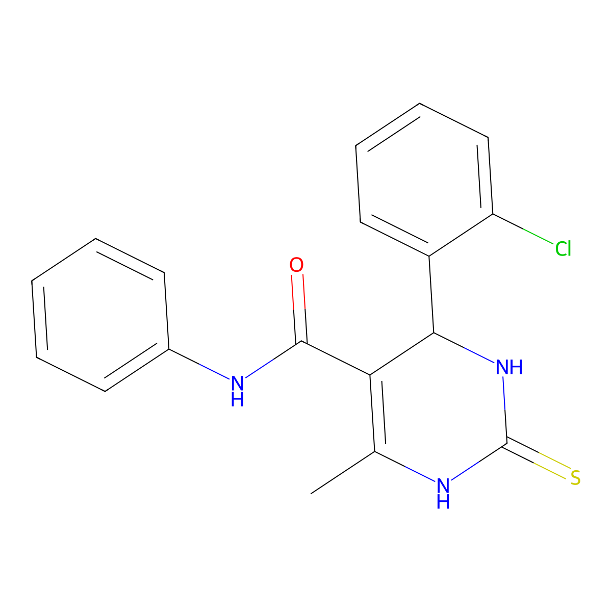4-(2-chlorophenyl)-6-methyl-N-phenyl-2-thioxo-1,2,3,4-tetrahydropyrimidine-5-carboxamide molecular structure, CAS 182170-94-1