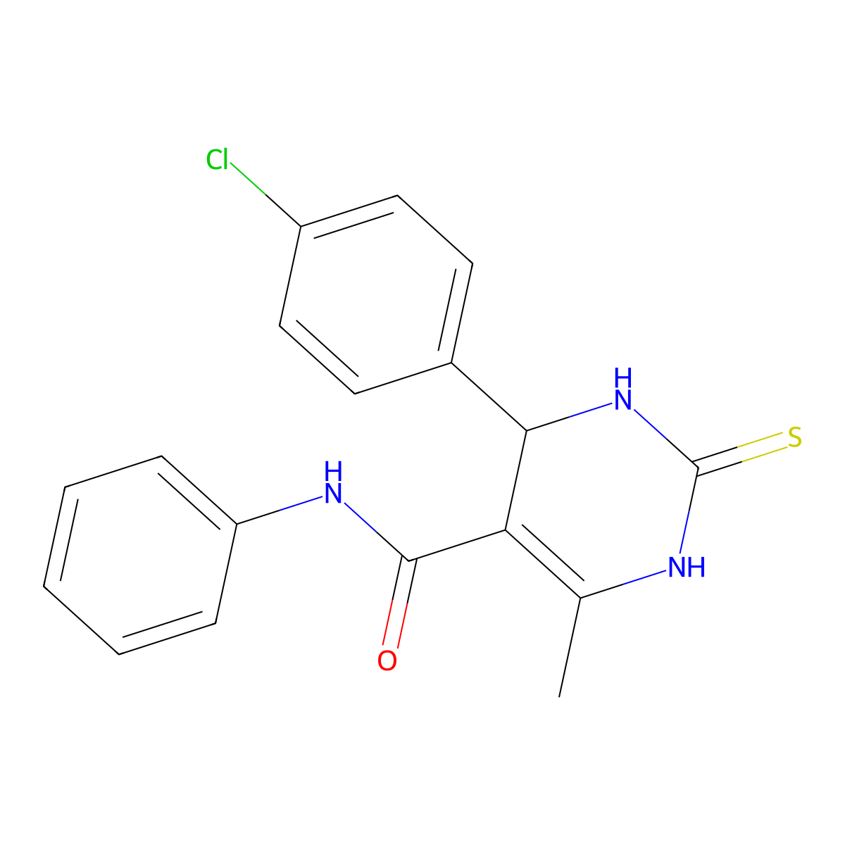 4-(4-chlorophenyl)-6-methyl-N-phenyl-2-thioxo-1,2,3,4-tetrahydro-5-pyrimidinecarboxamide molecular structure, CAS 182170-95-2
