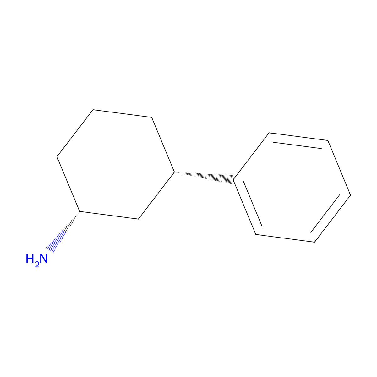 (1R,3S)-3-phenylcyclohexan-1-amine molecular structure, CAS 1821705-74-1