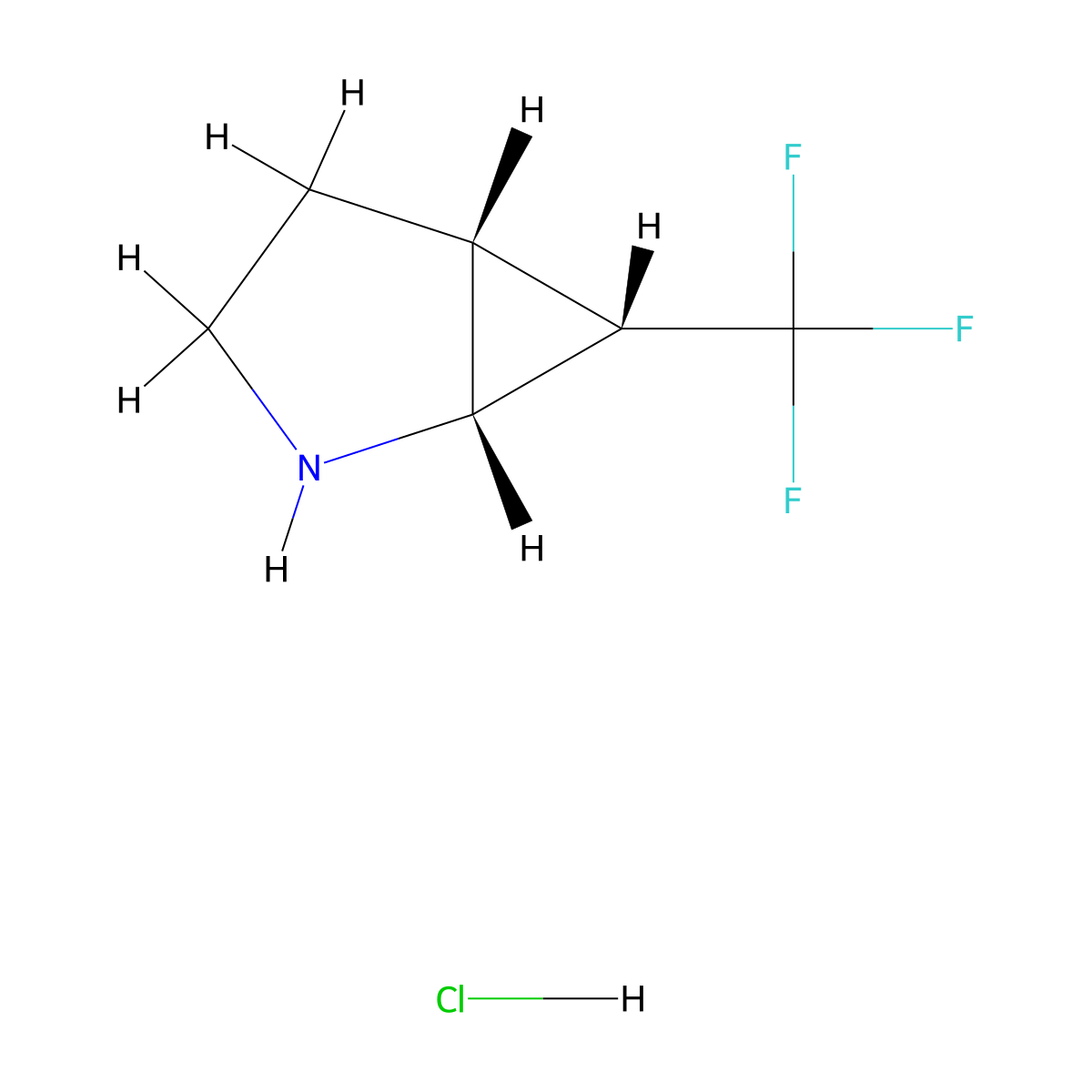 (1R,5R,6S)-6-(trifluoromethyl)-2-azabicyclo[3.1.0]hexane hydrochloride molecular structure, CAS 1821706-74-4