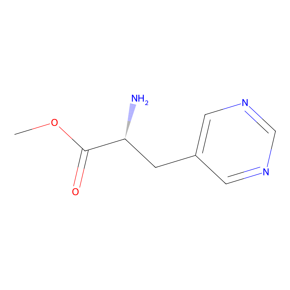 Methyl (R)-2-amino-3-(pyrimidin-5-yl)propanoate molecular structure, CAS 1821706-92-6
