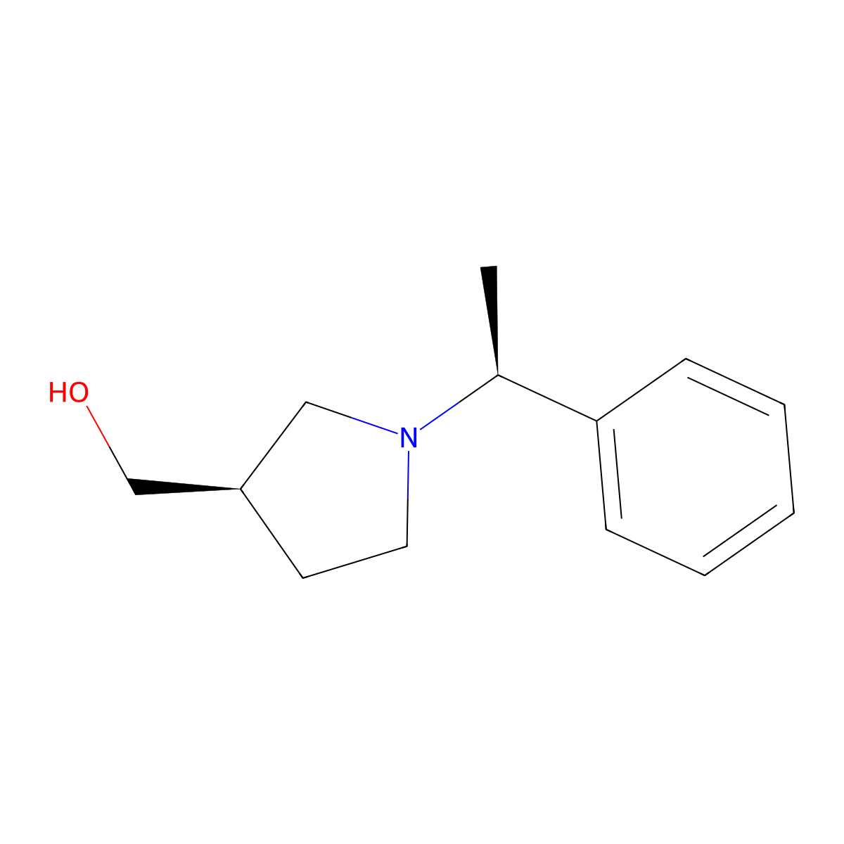 ((R)-1-((S)-1-phenylethyl)pyrrolidin-3-yl)methanol molecular structure, CAS 1821707-09-8