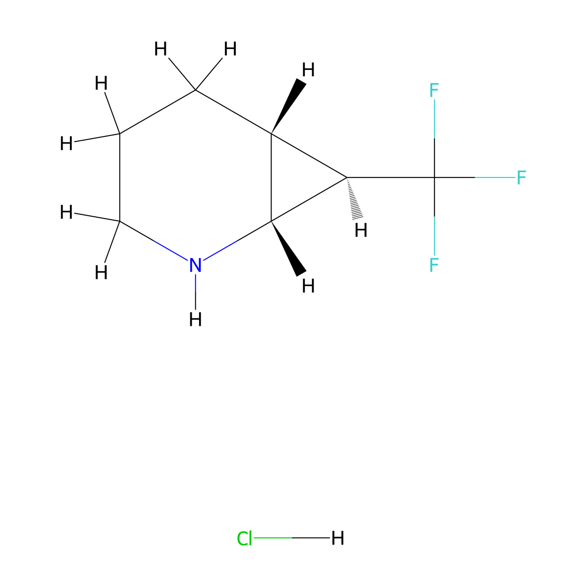(1R,6R,7R)-7-(trifluoromethyl)-2-azabicyclo[4.1.0]heptane hydrochloride molecular structure, CAS 1821707-37-2