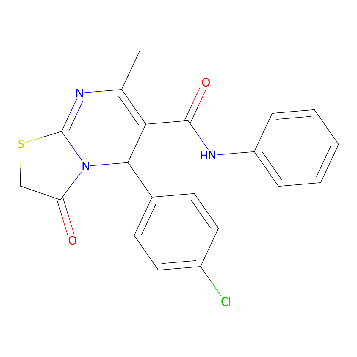 5-(4-chlorophenyl)-7-methyl-3-oxo-N-phenyl-2,3-dihydro-5H-[1,3]thiazolo[3,2-a]pyrimidine-6-carboxamide molecular structure, CAS 182171-02-4