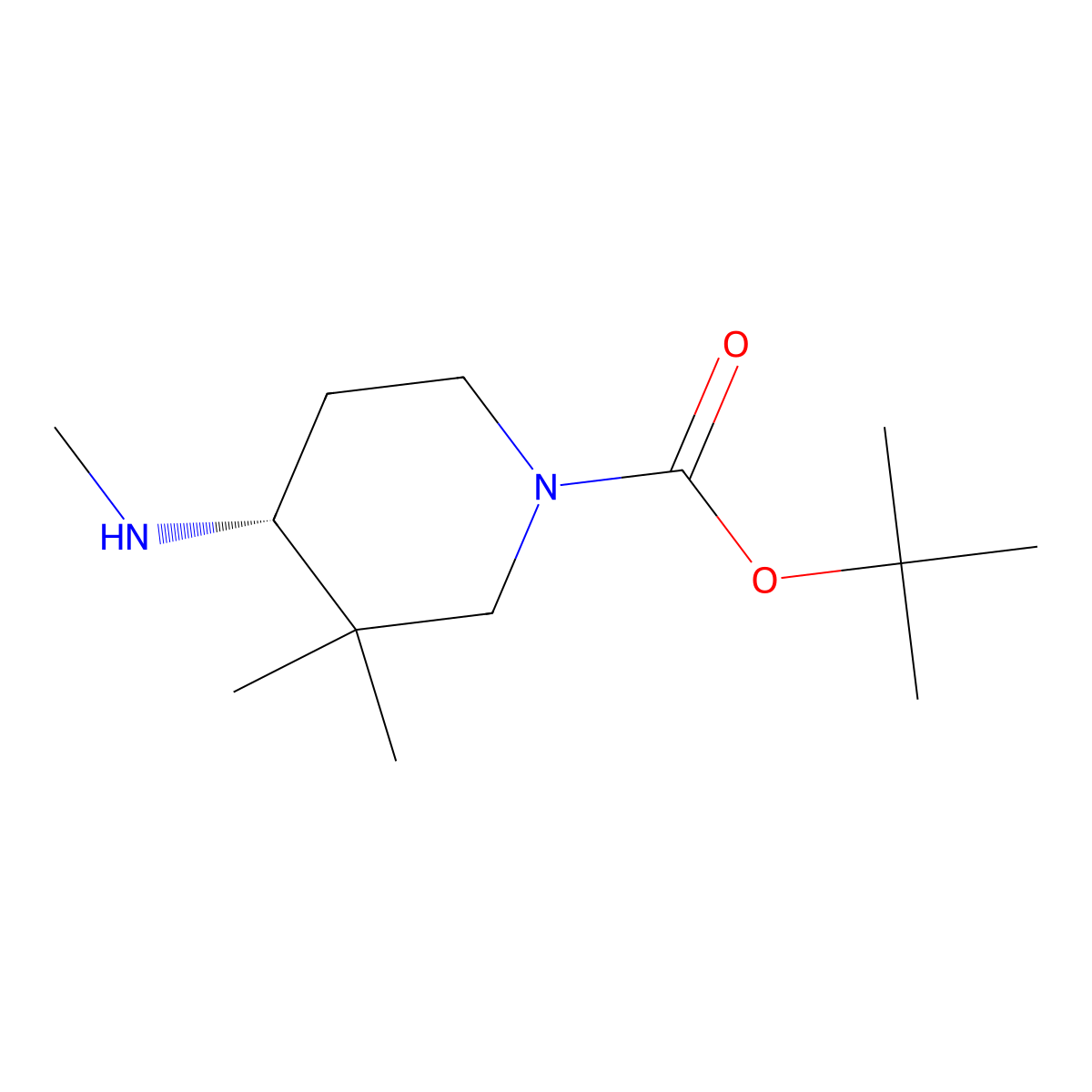 (R)-Tert-butyl 3,3-dimethyl-4-(methylamino)piperidine-1-carboxylate molecular structure, CAS 1821737-24-9