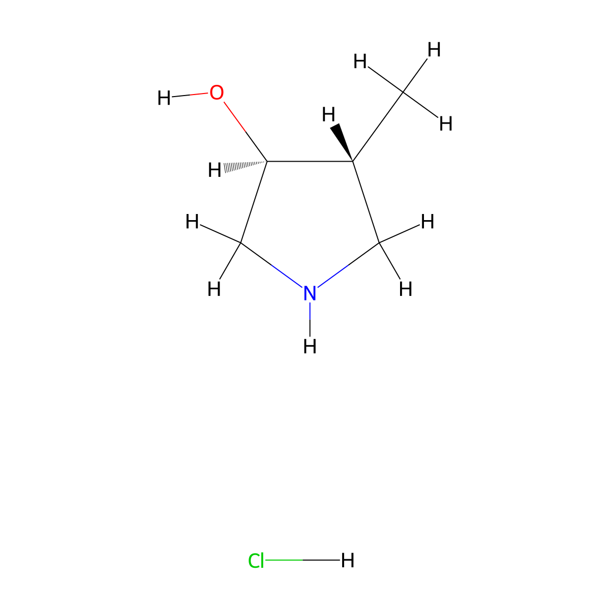 (3S,4R)-4-methylpyrrolidin-3-ol hydrochloride molecular structure, CAS 1821737-27-2