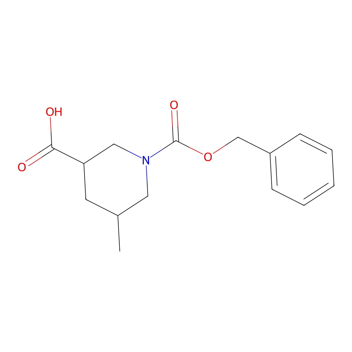 (3S,5R)-1-benzyloxycarbonyl-5-methyl-piperidine-3-carboxylic acid molecular structure, CAS 1821737-68-1