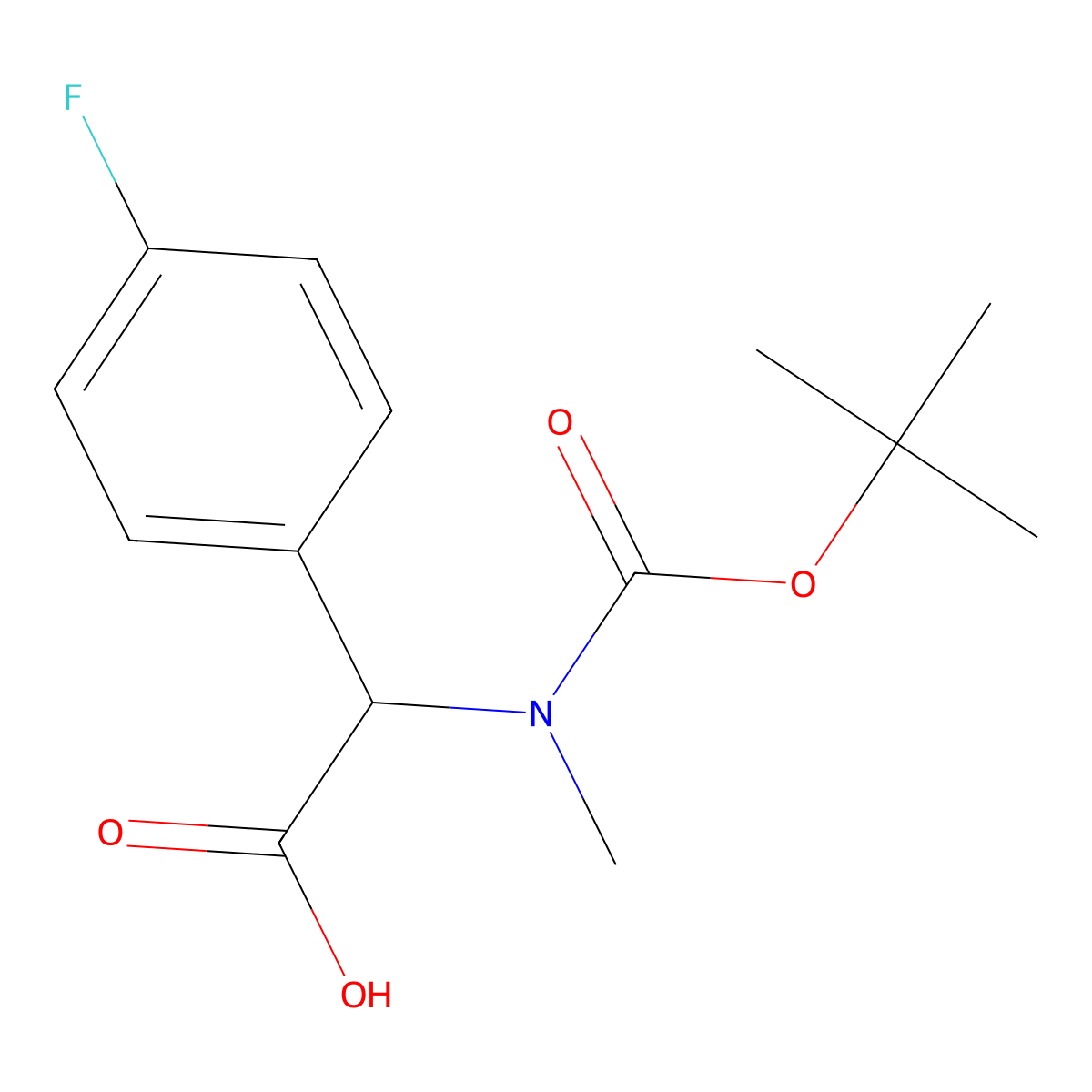 (S)-2-((tert-Butoxycarbonyl)(methyl)amino)-2-(4-fluorophenyl)acetic acid molecular structure, CAS 1821739-76-7