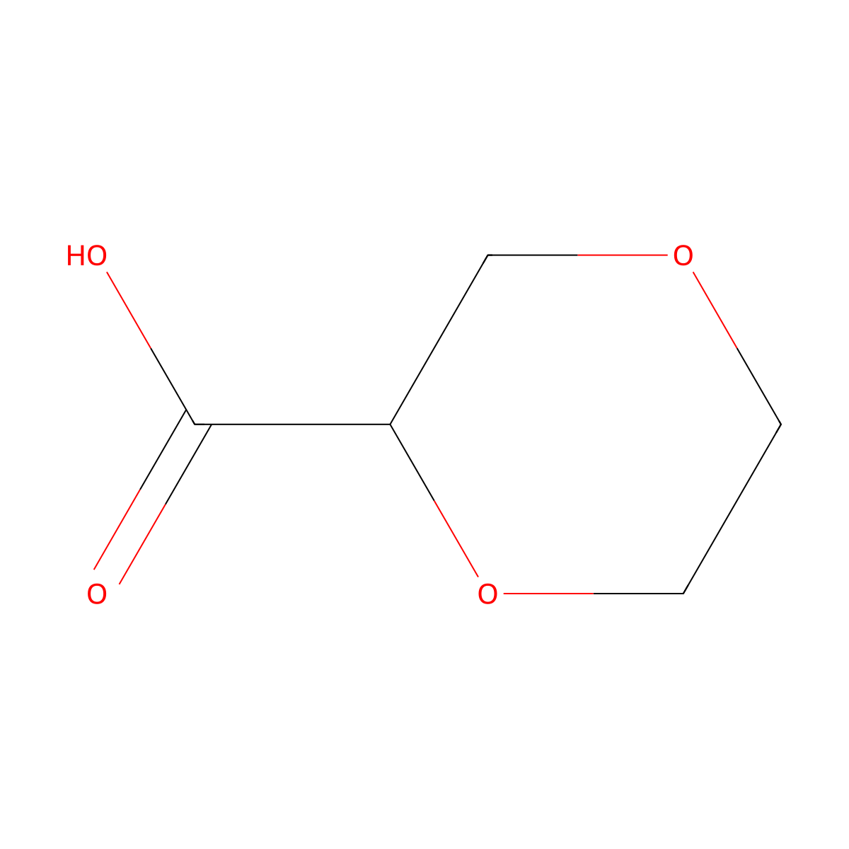 (2S)-1,4-dioxane-2-carboxylic acid molecular structure, CAS 1821739-82-5