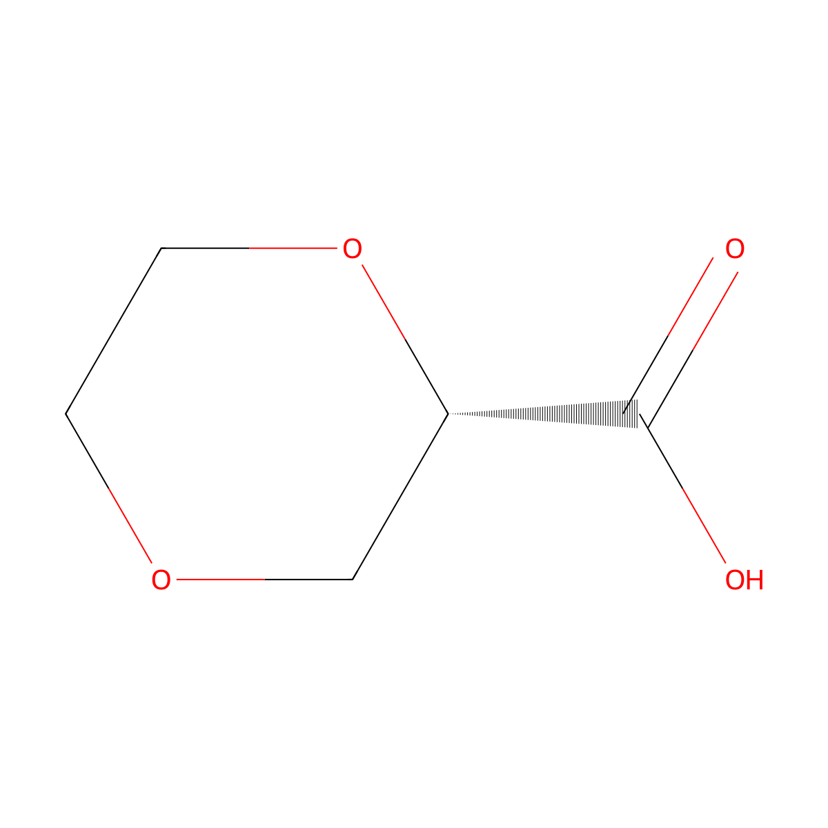 (2S)-1,4-dioxane-2-carboxylic acid molecular structure, CAS 1821739-82-5