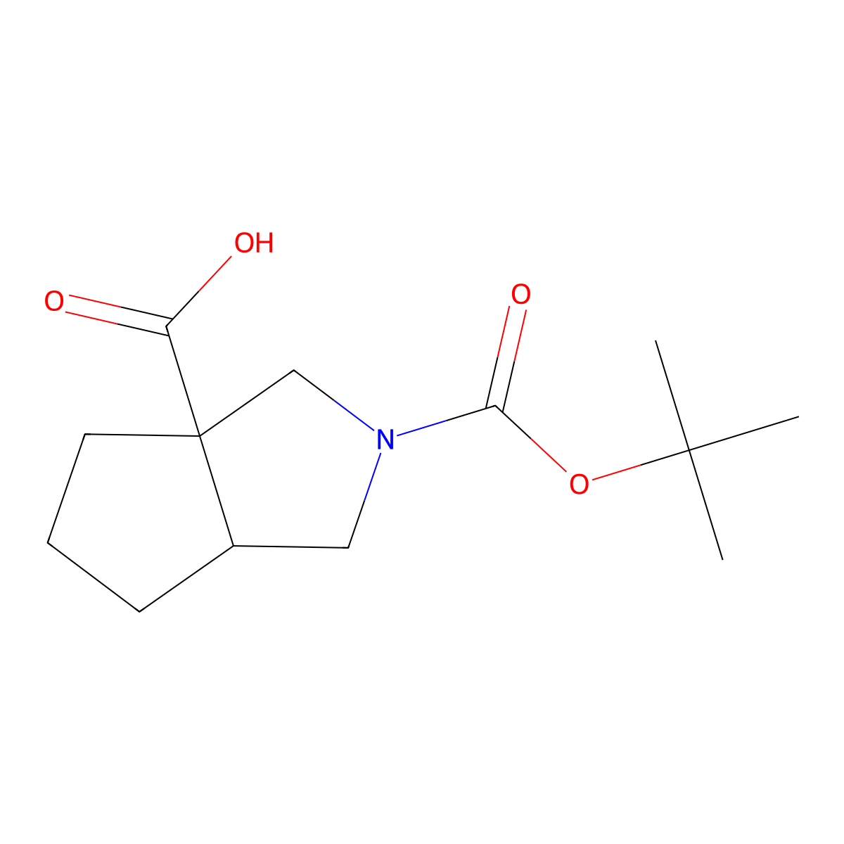 cis-2-(tert-Butoxycarbonyl)octahydrocyclopenta[c]pyrrole-3a-carboxylic acid molecular structure, CAS 1821768-83-5