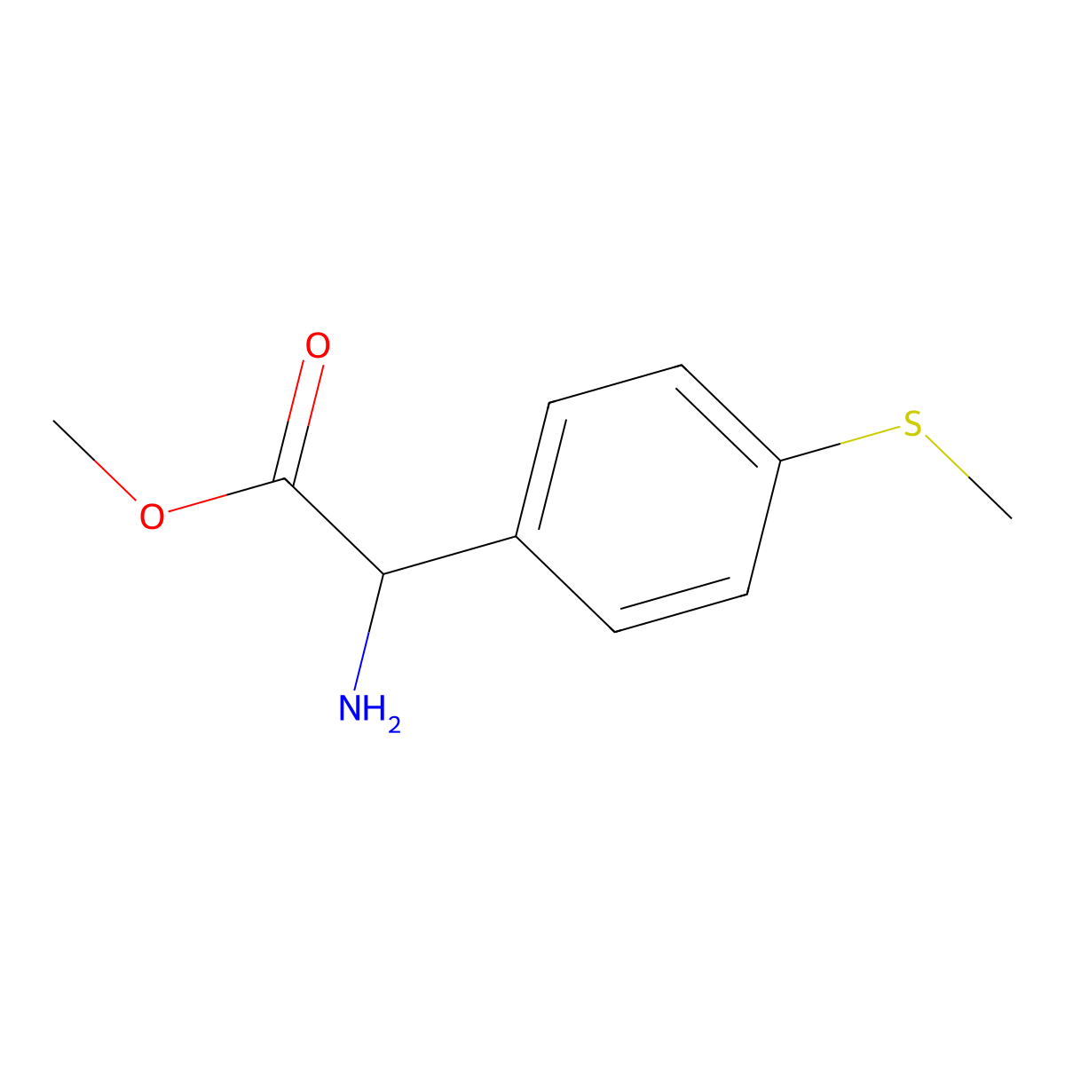 Methyl (R)-2-amino-2-(4-(methylthio)phenyl)acetate molecular structure, CAS 1821773-95-8