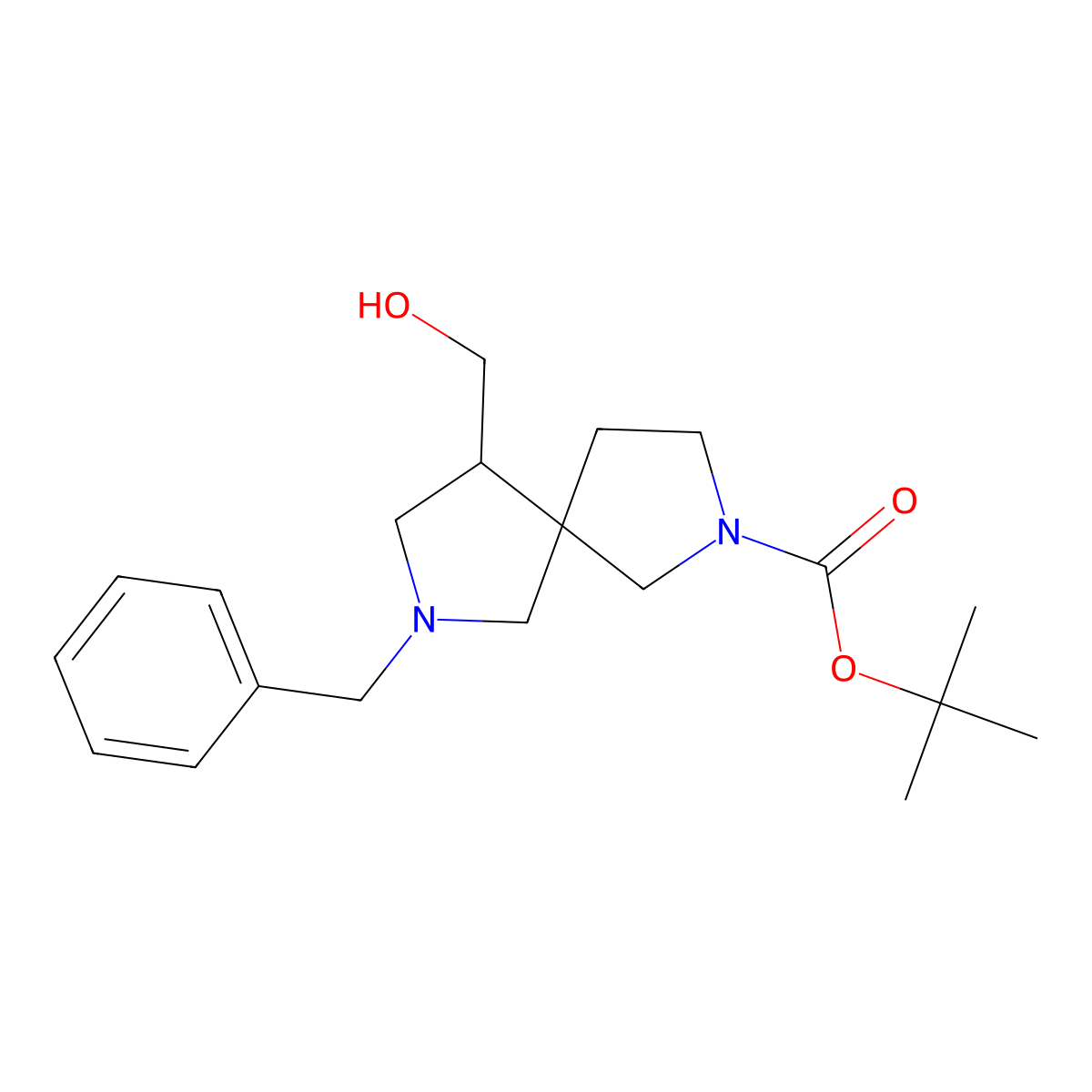 (5S,9S)-tert-butyl 7-benzyl-9-(hydroxymethyl)-2,7-diazaspiro[4.4]nonane-2-carboxylate molecular structure, CAS 1821776-63-9