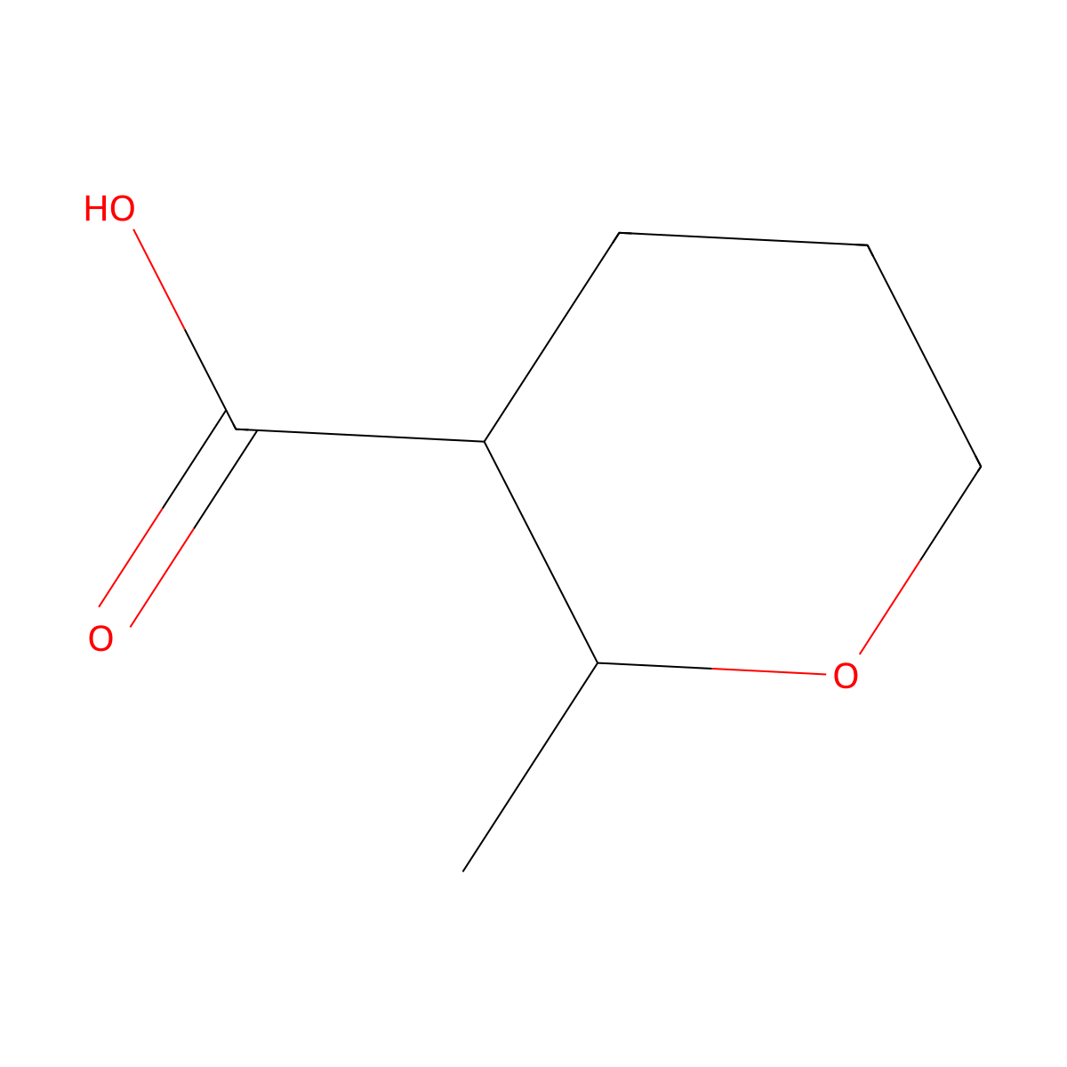 (2R,3R)-2-methyloxane-3-carboxylic acid molecular structure, CAS 1821777-09-6