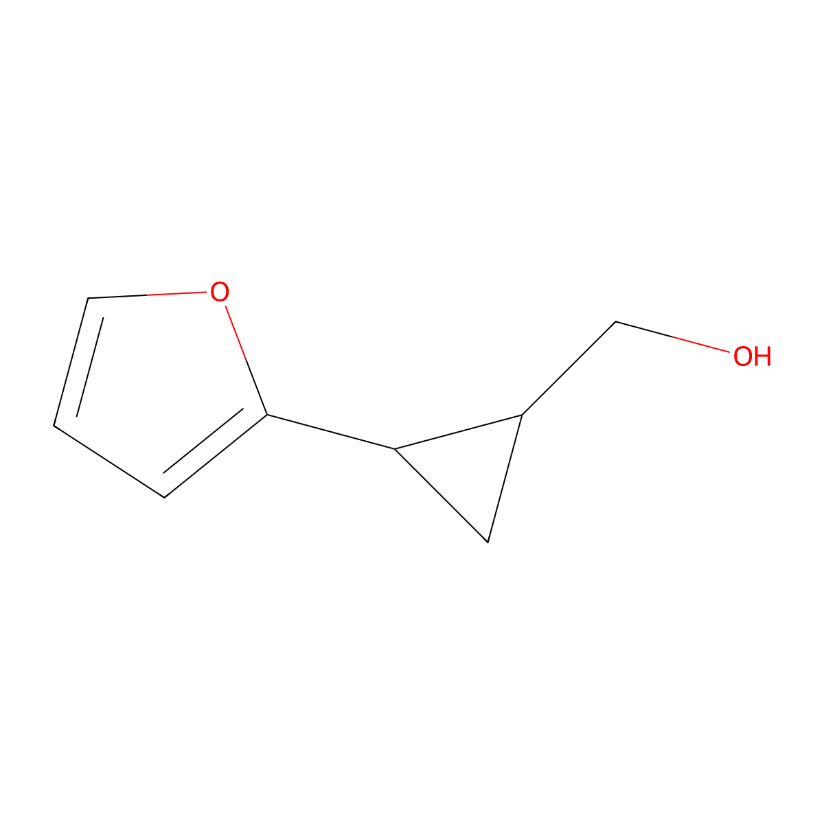 rac-[(1R,2R)-2-(furan-2-yl)cyclopropyl]methanol, trans molecular structure, CAS 1821781-95-6