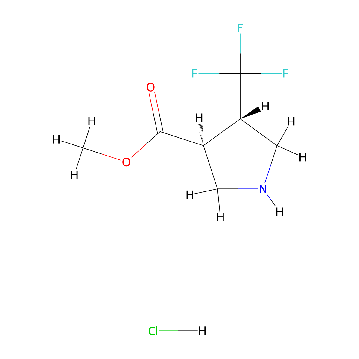 Methyl (3S,4S)-4-(trifluoromethyl)pyrrolidine-3-carboxylate hydrochloride molecular structure, CAS 1821794-05-1