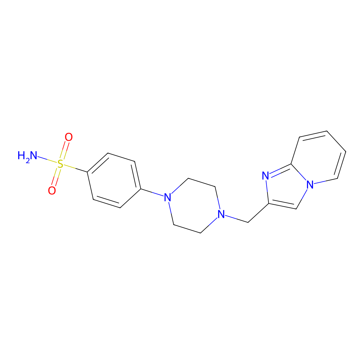 4-[4-[(Imidazo[1,2-a]pyridin-2-yl)methyl]-1-piperazinyl]-benzenesulfonamide molecular structure, CAS 182180-06-9
