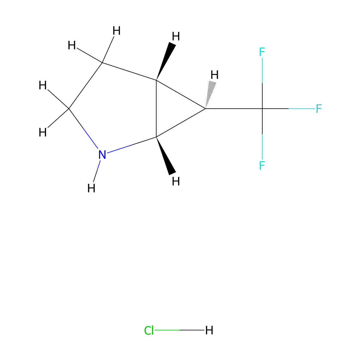 (1R,5R,6R)-6-(trifluoromethyl)-2-azabicyclo[3.1.0]hexane hydrochloride molecular structure, CAS 1821803-66-0