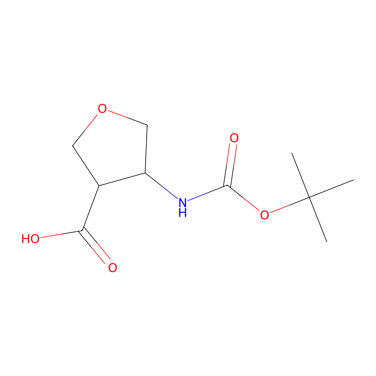 (3R,4R)-4-(((Tert-butoxy)carbonyl)amino)oxolane-3-carboxylic acid molecular structure, CAS 1821806-18-1