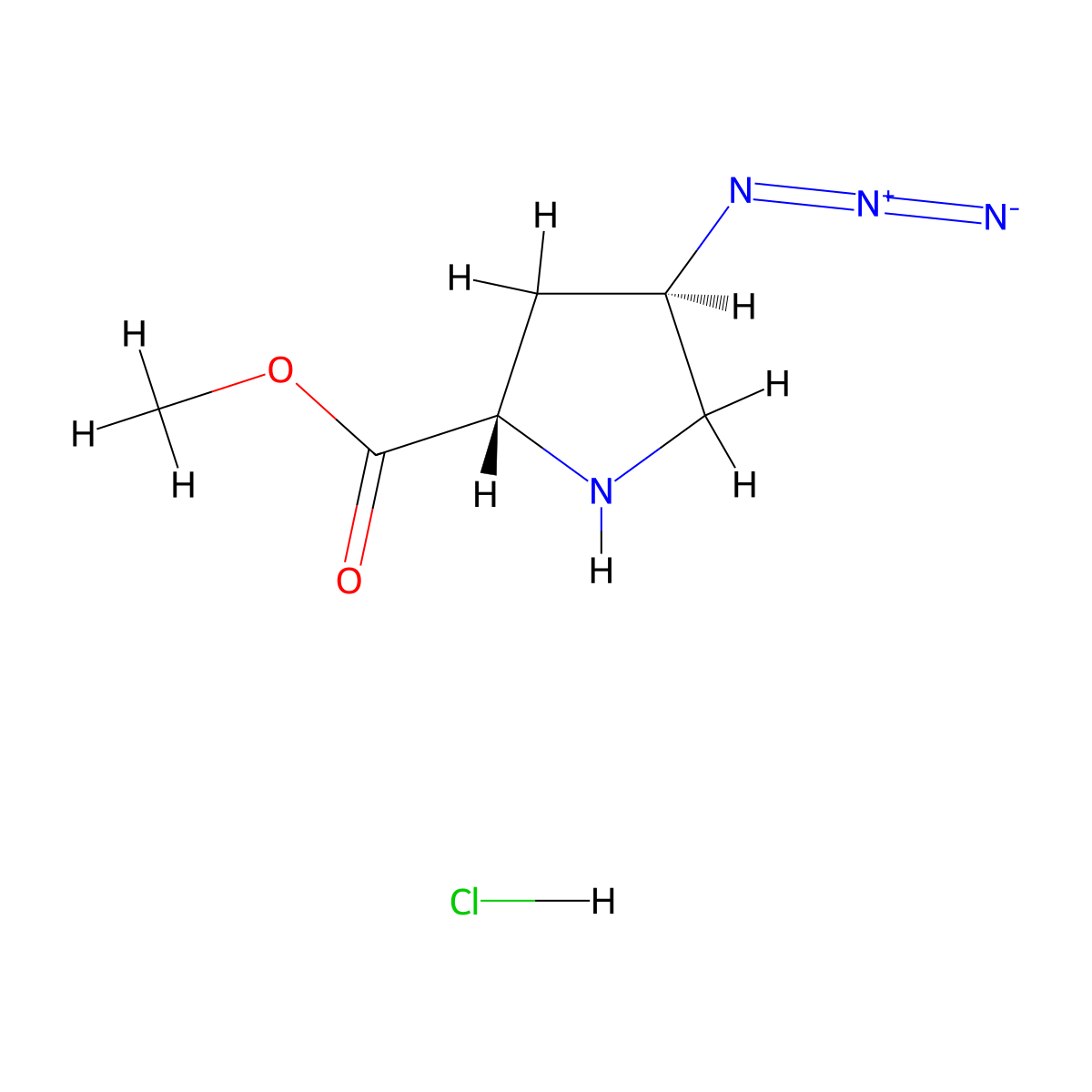 methyl (2S,4R)-4-azidopyrrolidine-2-carboxylate hydrochloride molecular structure, CAS 1821807-78-6