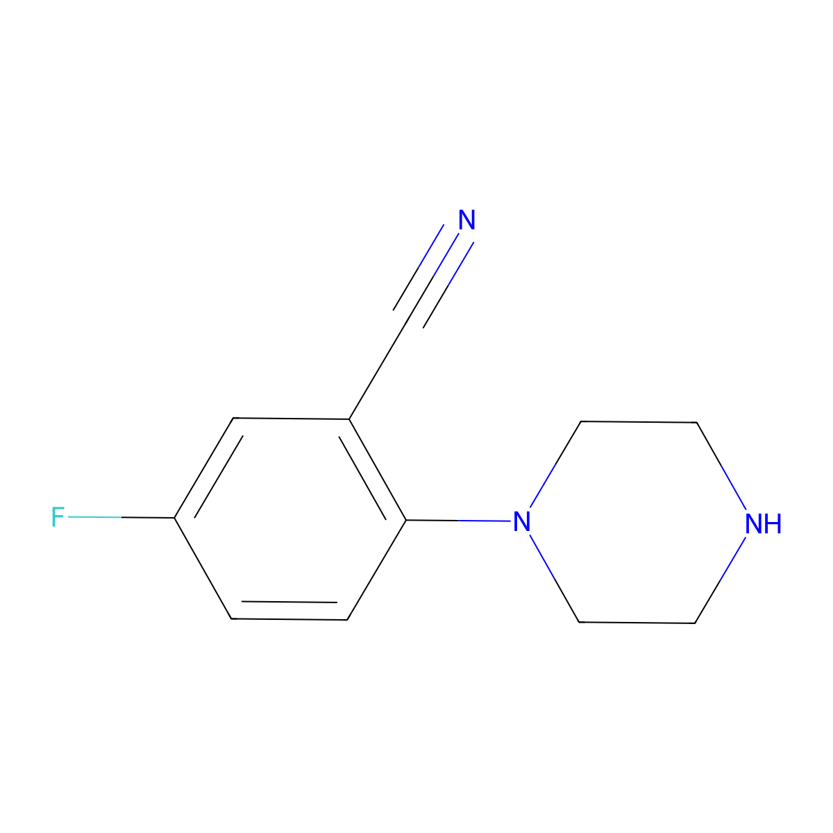 5-Fluoro-2-(piperazin-1-yl)benzonitrile molecular structure, CAS 182181-30-2