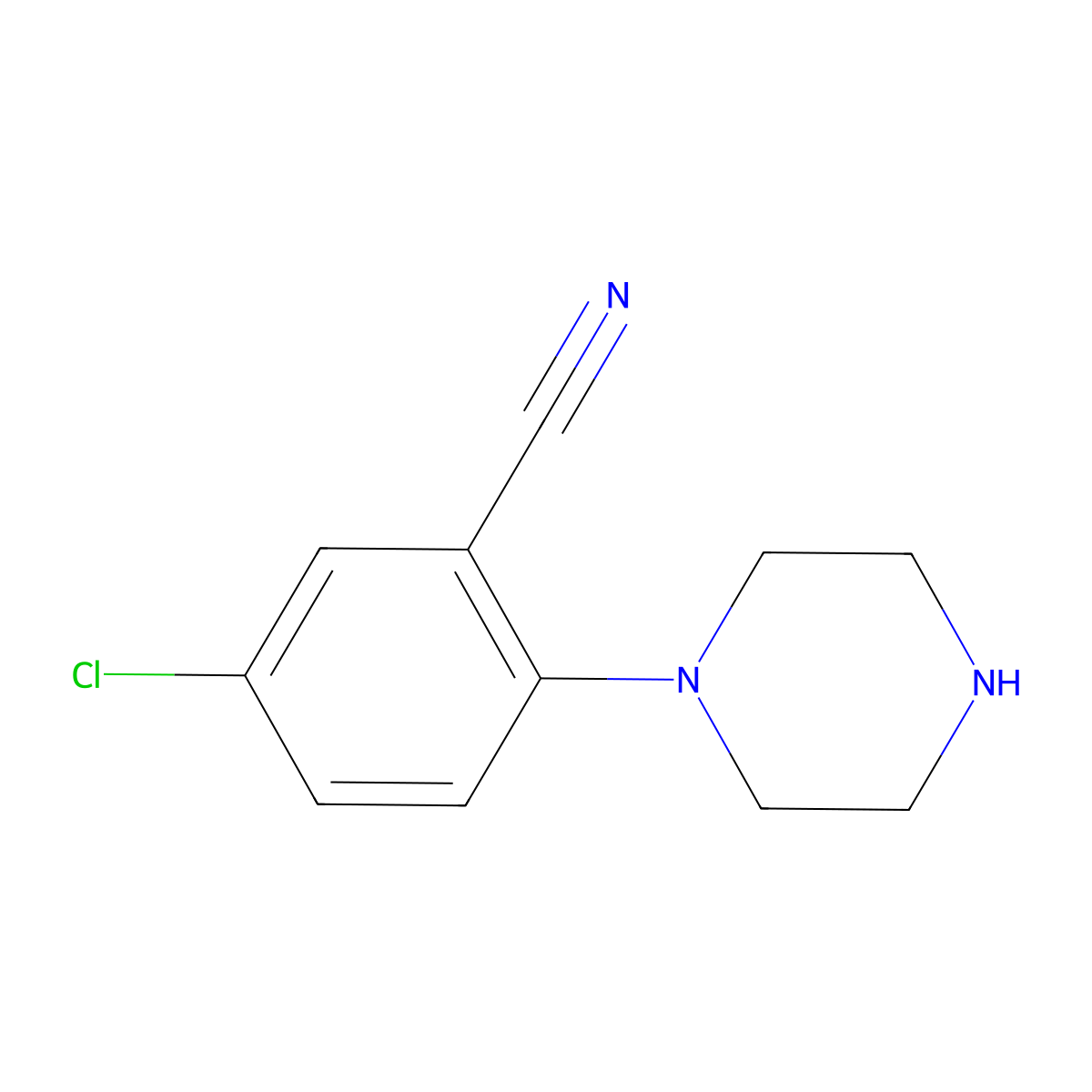 5-Chloro-2-(piperazin-1-yl)benzonitrile molecular structure, CAS 182181-36-8