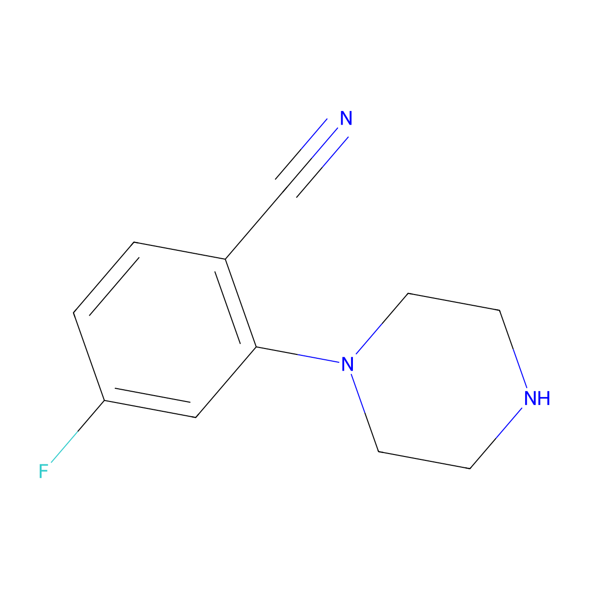 4-Fluoro-2-(piperazin-1-yl)benzonitrile molecular structure, CAS 182181-40-4