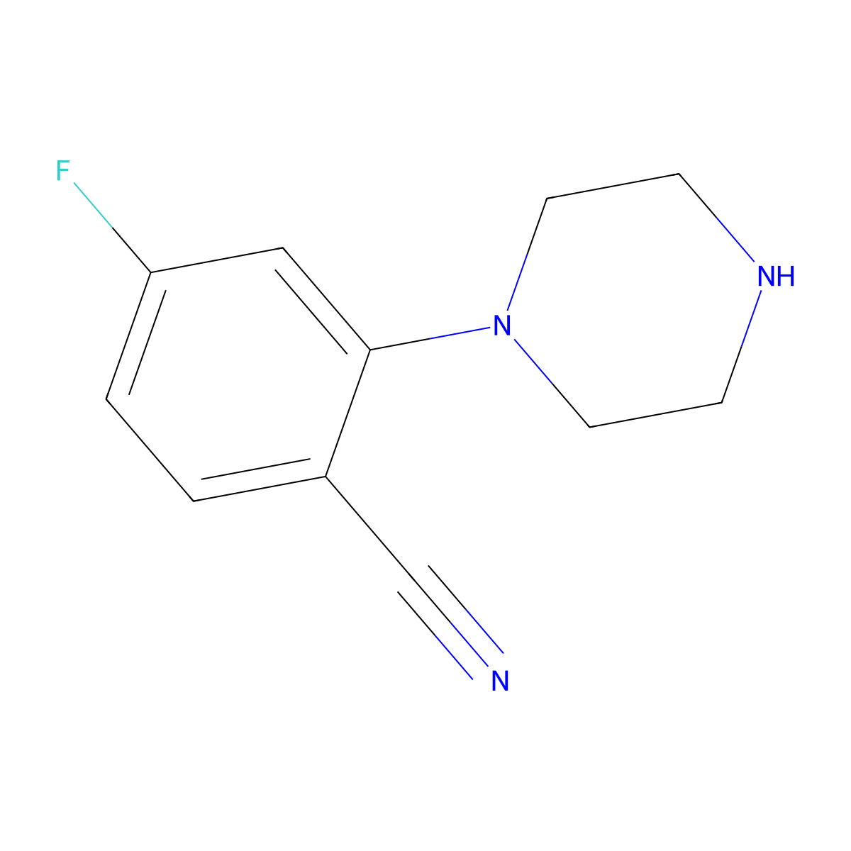 4-Fluoro-2-(piperazin-1-yl)benzonitrile molecular structure, CAS 182181-40-4