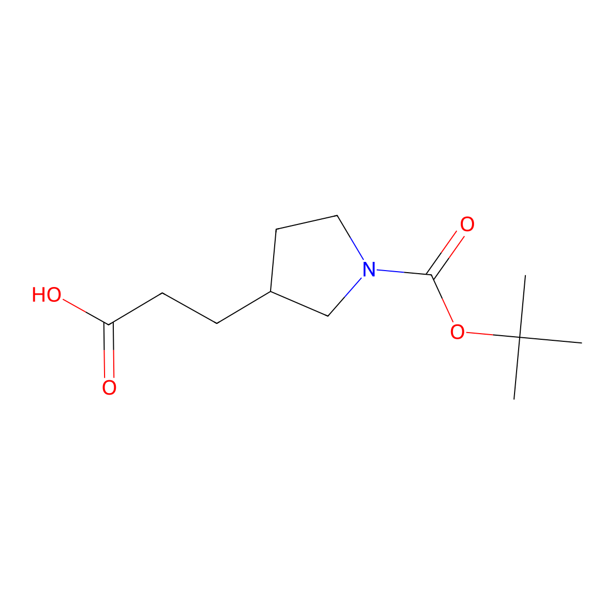3-[(3S)-1-[(tert-butoxy)carbonyl]pyrrolidin-3-yl]propanoic acid molecular structure, CAS 1821810-83-6