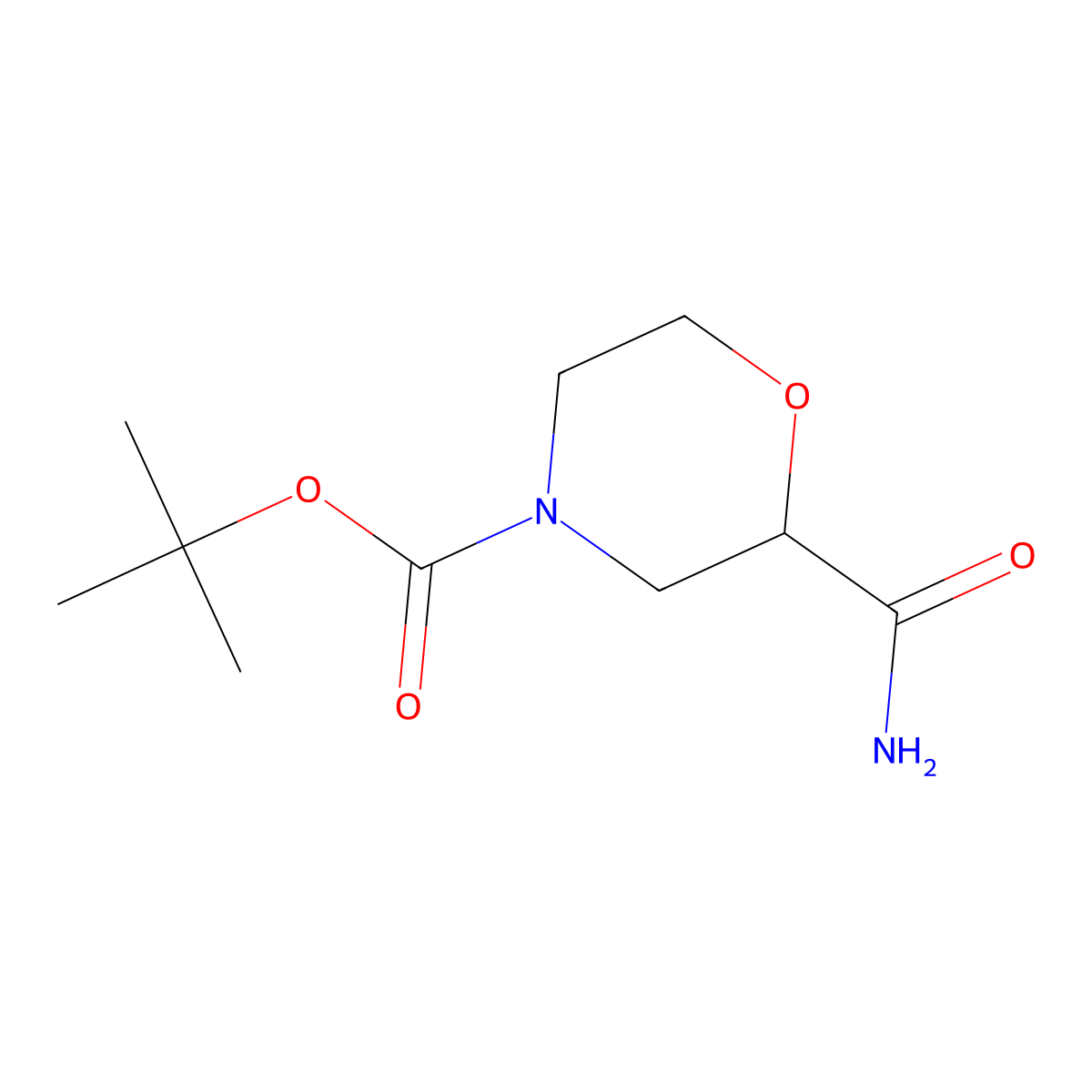 tert-butyl (2S)-2-carbamoylmorpholine-4-carboxylate molecular structure, CAS 1821811-20-4