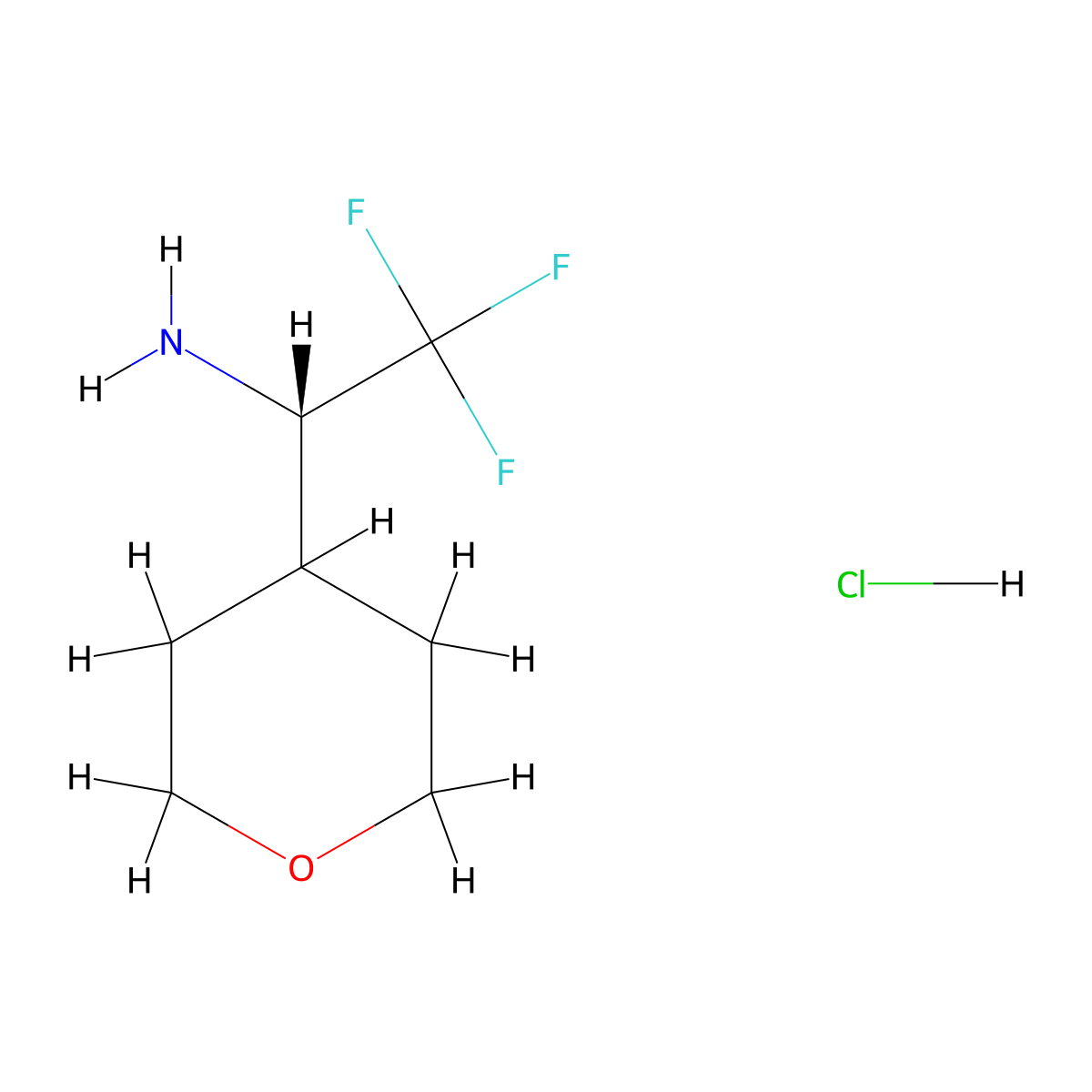 (S)-2,2,2-Trifluoro-1-(tetrahydro-2H-pyran-4-yl)ethan-1-amine hydrochloride molecular structure, CAS 1821813-96-0