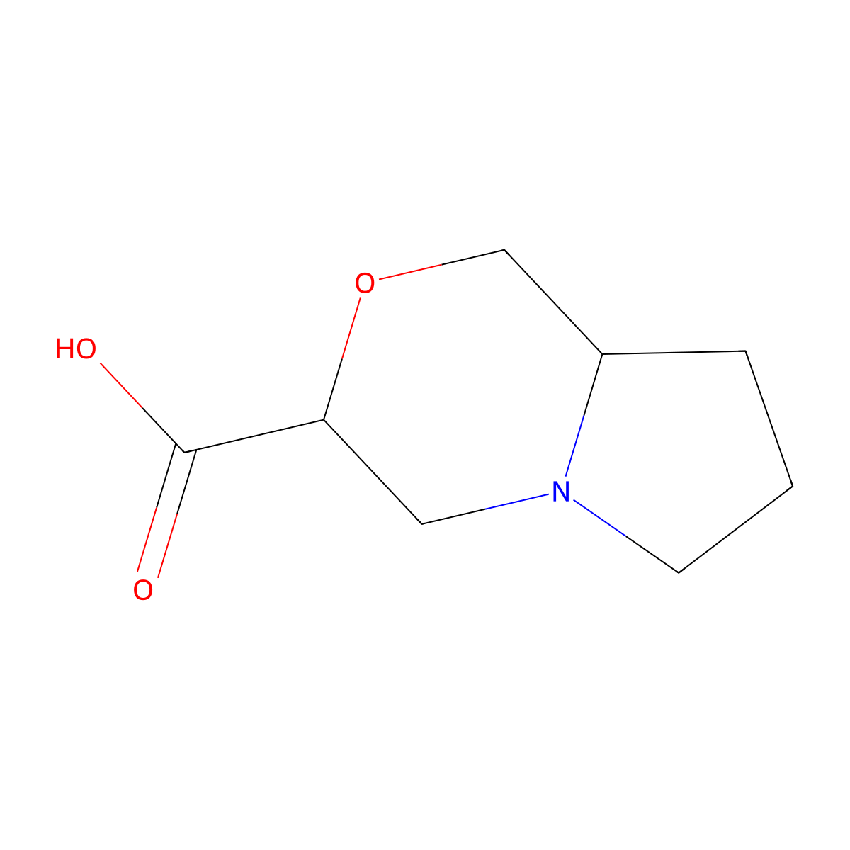 (3R,8aS)-hexahydro-1H-pyrrolo[2,1-c][1,4]oxazine-3-carboxylic acid molecular structure, CAS 1821818-54-5