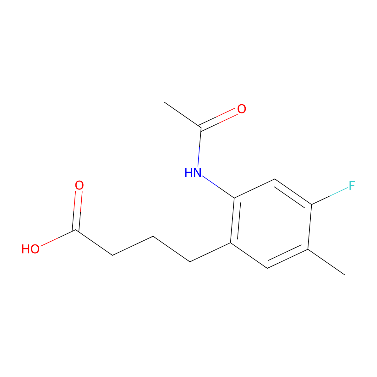4-(2-Acetamido-4-fluoro-5-methylphenyl)butanoic acid molecular structure, CAS 182182-28-1