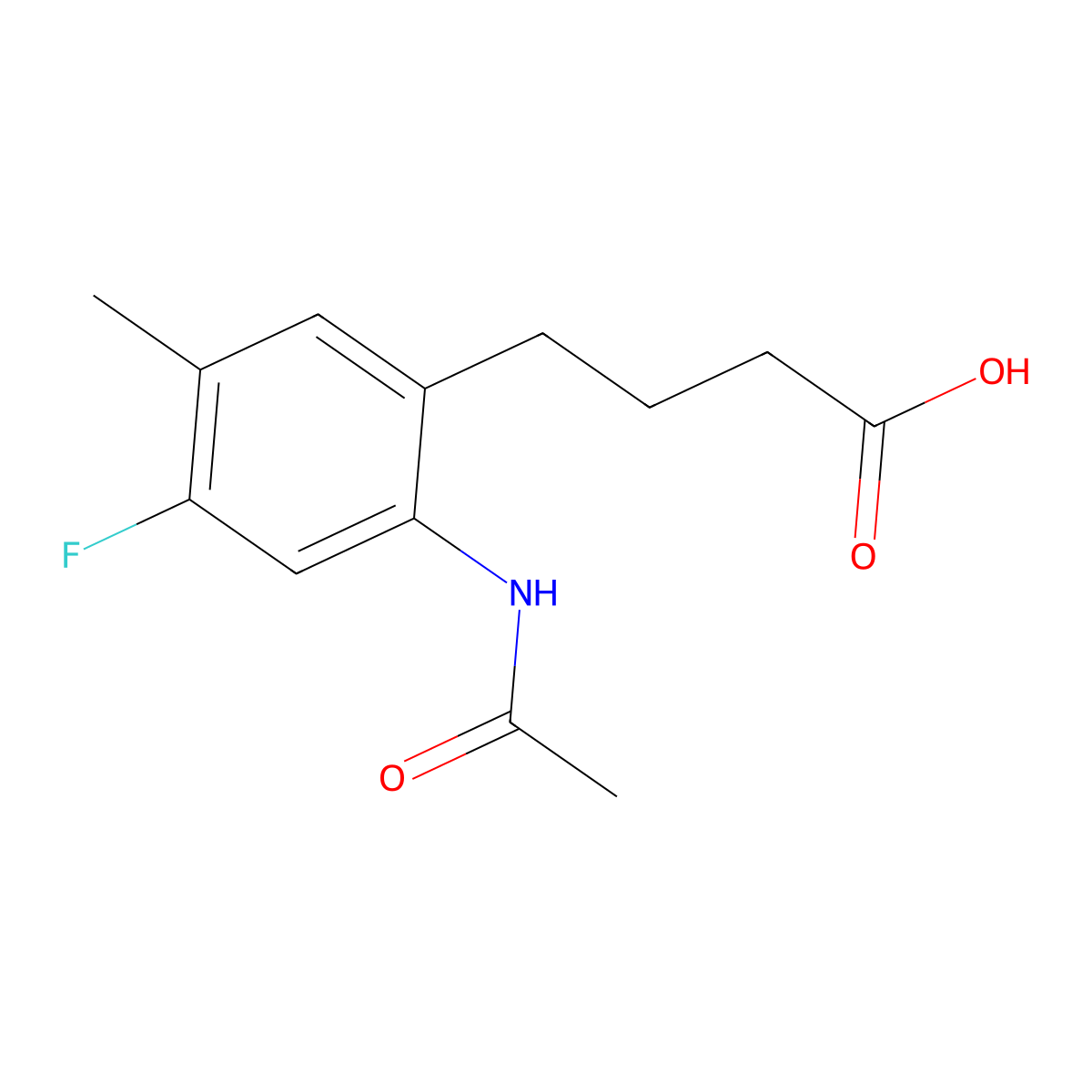 4-(2-Acetamido-4-fluoro-5-methylphenyl)butanoic acid molecular structure, CAS 182182-28-1