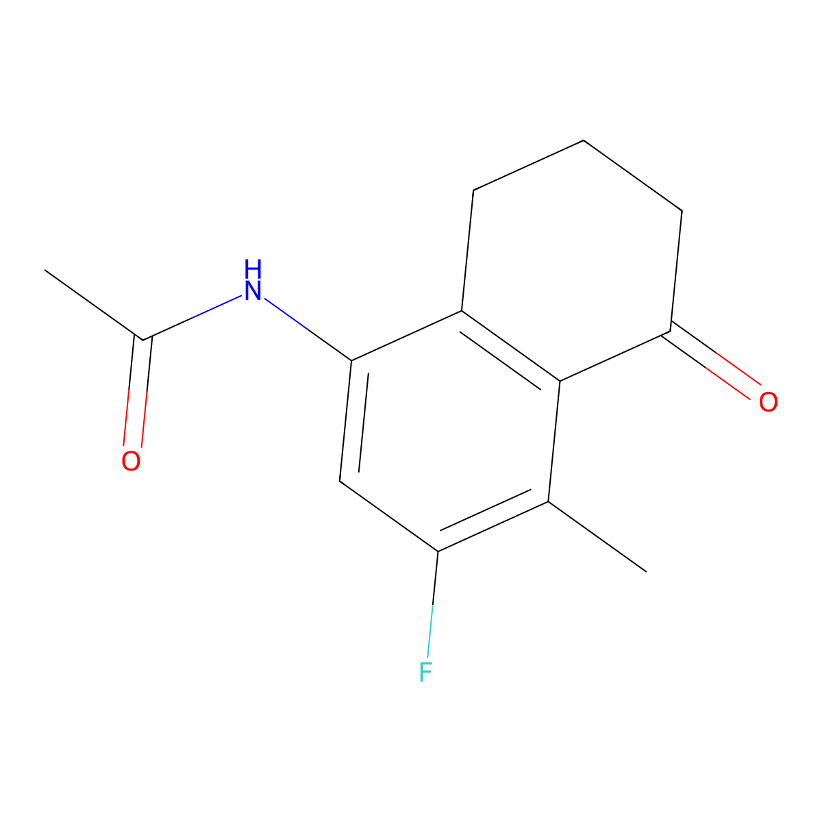 N-(3-Fluoro-4-methyl-5-oxo-5,6,7,8-tetrahydro-1-naphthyl)acetamide molecular structure, CAS 182182-29-2