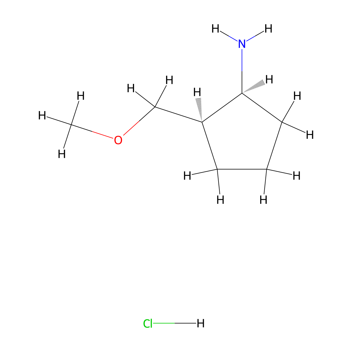 cis-2-Methoxymethyl-cyclopentylamine hydrochloride molecular structure, CAS 1821822-22-3