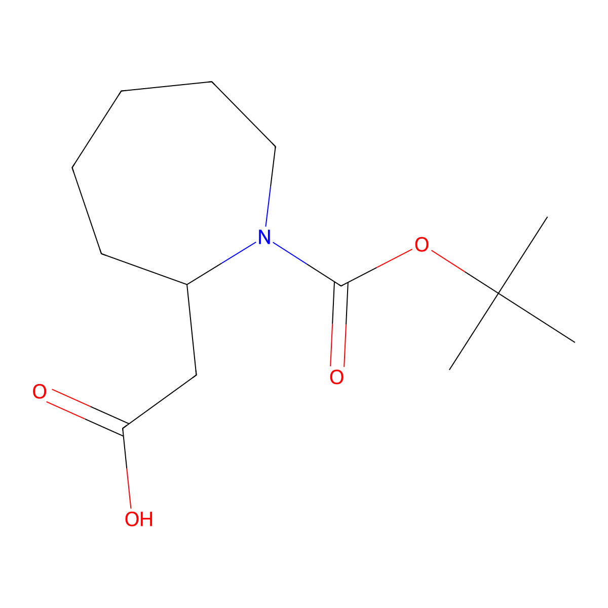 [(2S)-1-(t-Butyloxycarbonyl)azepan-2-yl]acetic acid molecular structure, CAS 1821824-91-2