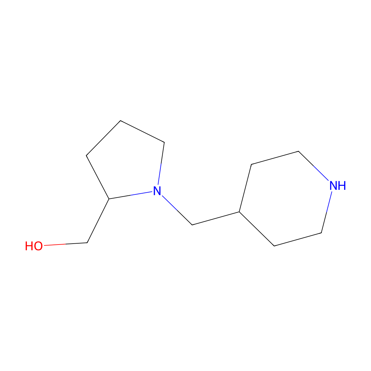 [(2S)-1-[(piperidin-4-yl)methyl]pyrrolidin-2-yl]methanol molecular structure, CAS 1821826-22-5
