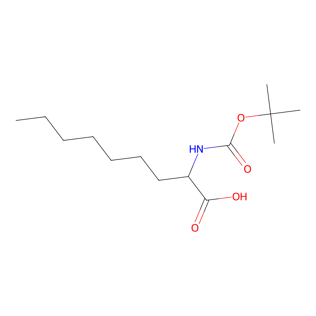 (R)-2-((tert-Butoxycarbonyl)amino)nonanoic acid molecular structure, CAS 1821828-01-6